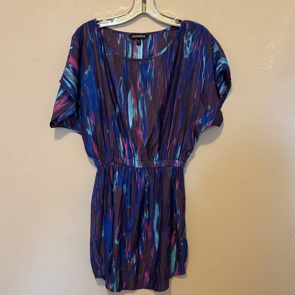 Express Blue and Purple Patterned Dress